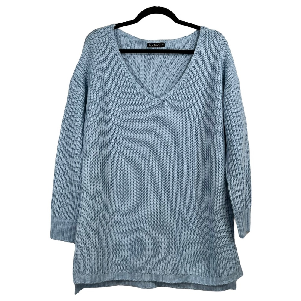 Boohoo Oversized Cable Knit Sweater Blue Size S/M